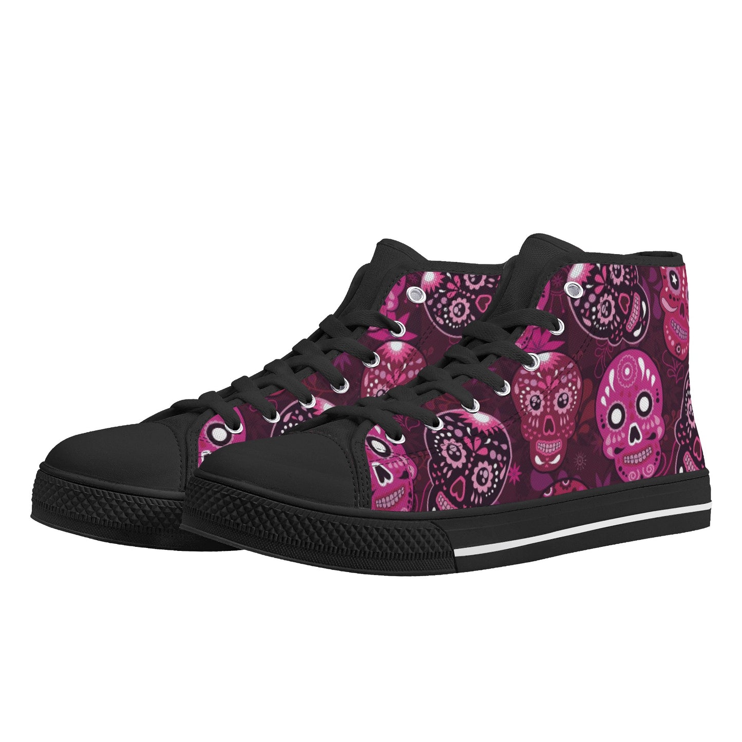 Sugar skull day of the dead pattern Women's High Top Canvas Shoes