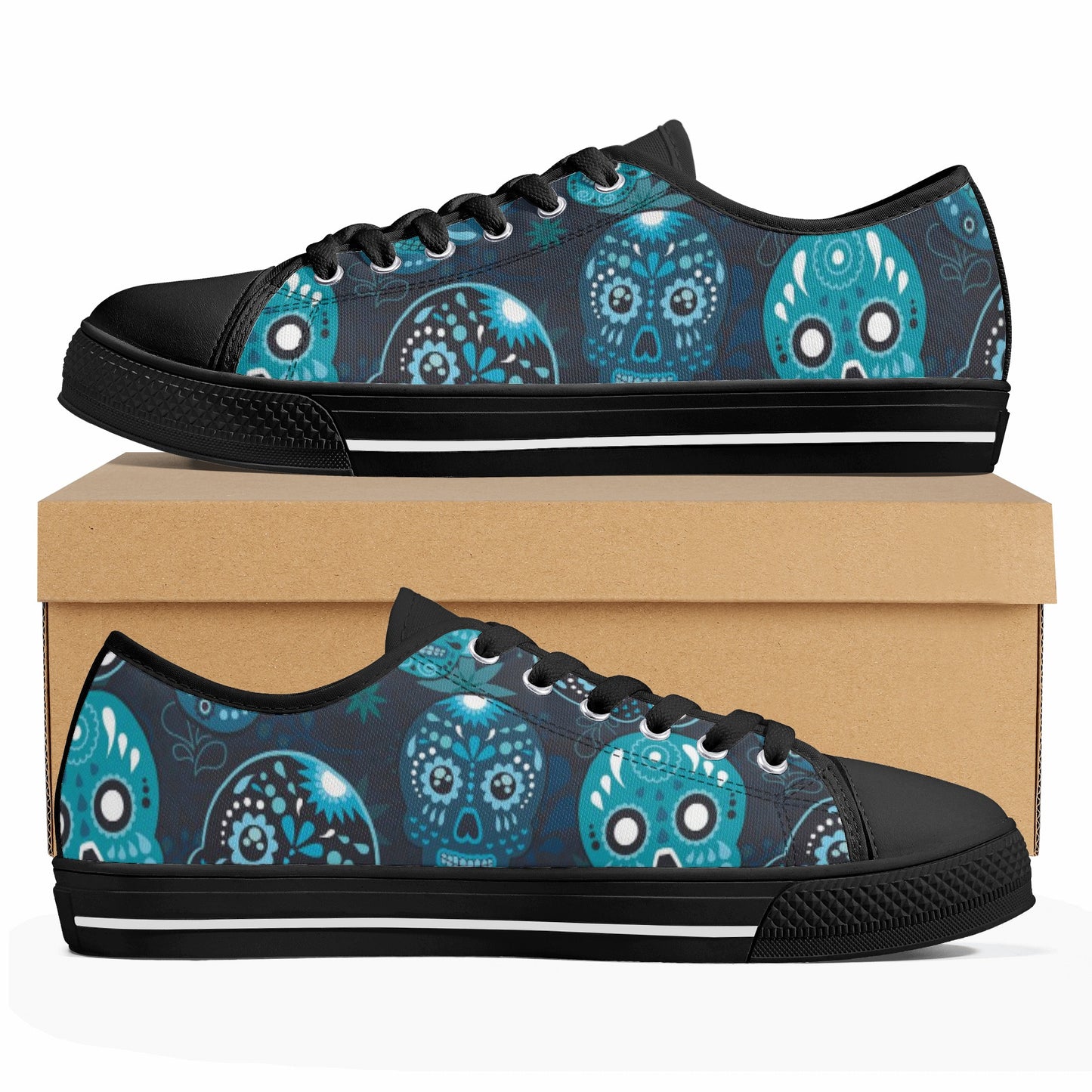 Sugar skull day of the dead pattern Women's Low Top Canvas Shoes