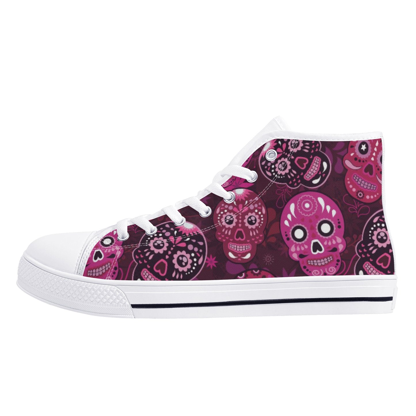 Sugar skull day of the dead pattern Women's High Top Canvas Shoes