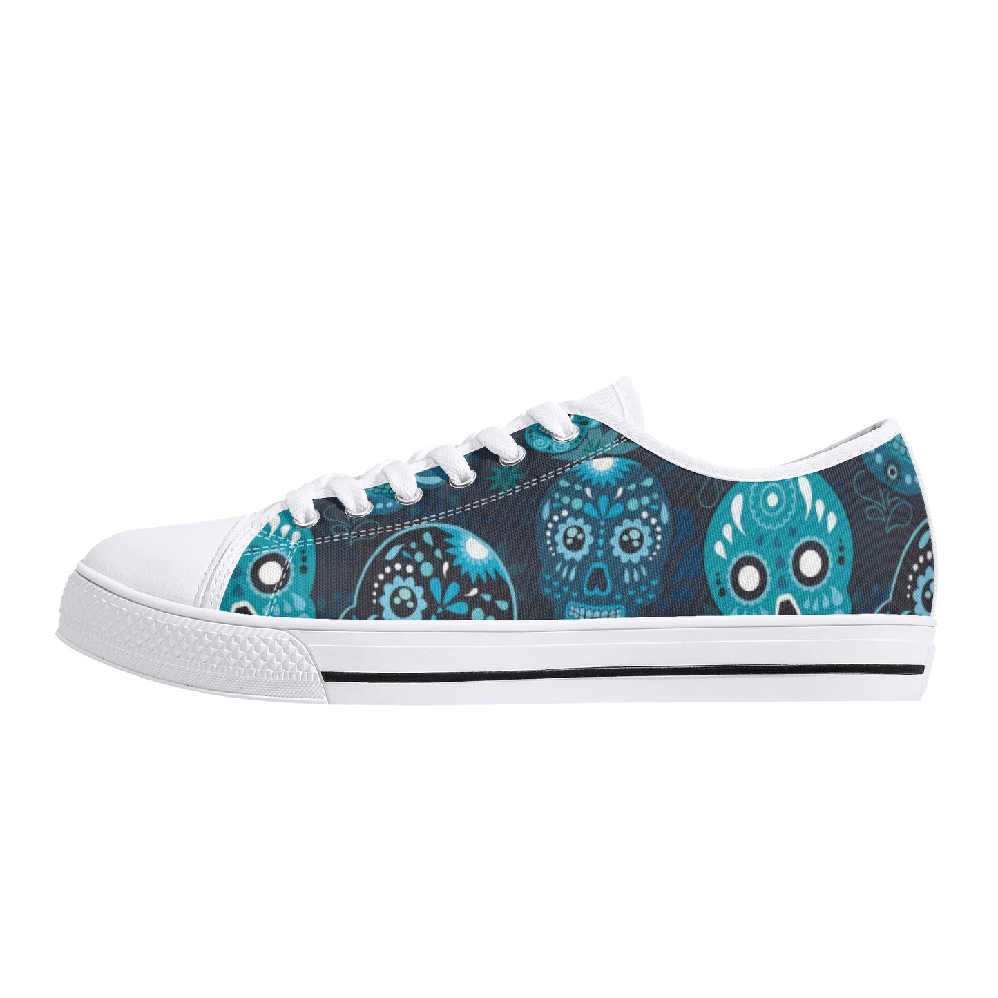 Sugar skull day of the dead pattern Women's Low Top Canvas Shoes