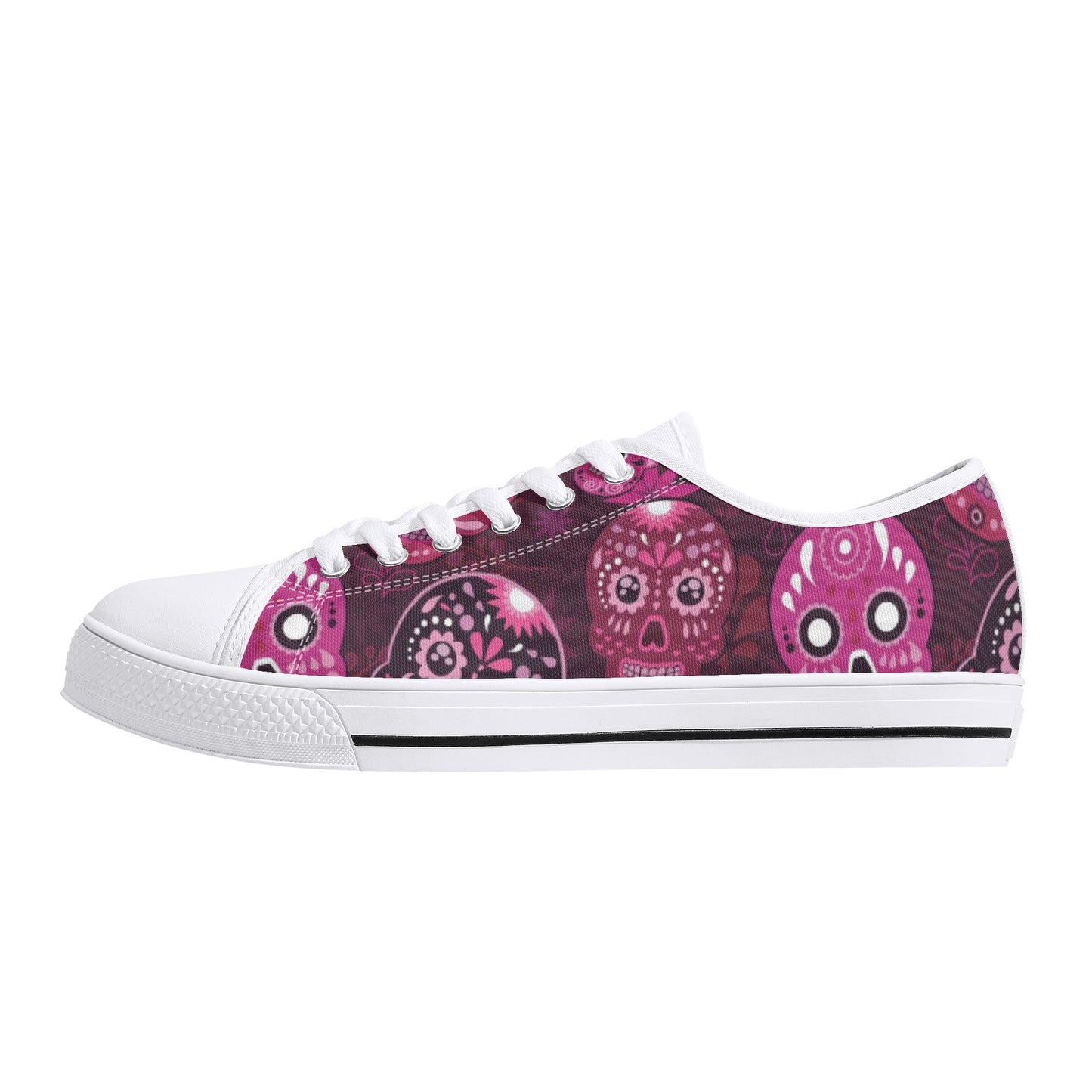 Sugar skull day of the dead pattern Women's Low Top Canvas Shoes