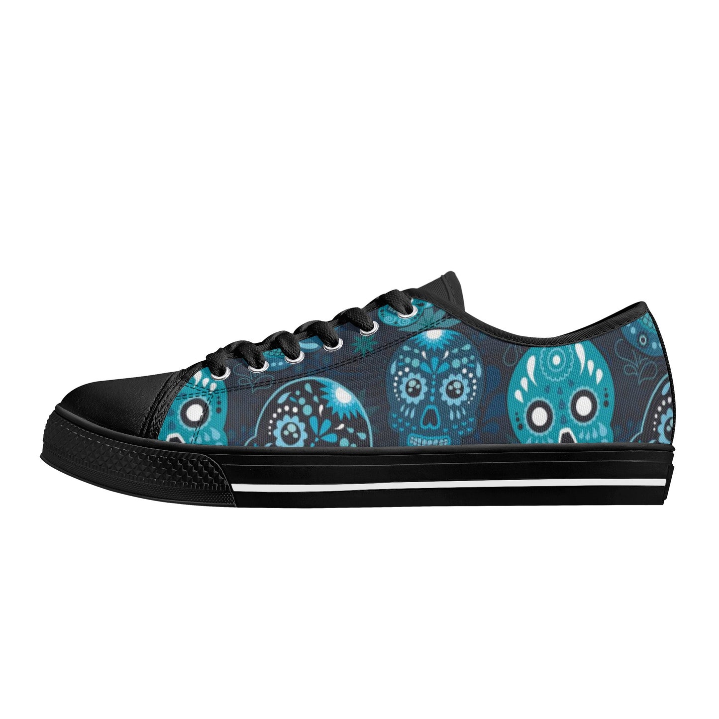 Sugar skull day of the dead pattern Women's Low Top Canvas Shoes