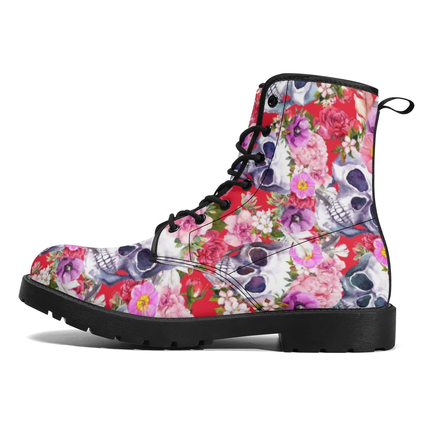 Sugar skull day of the dead pattern Women's Leather Boots