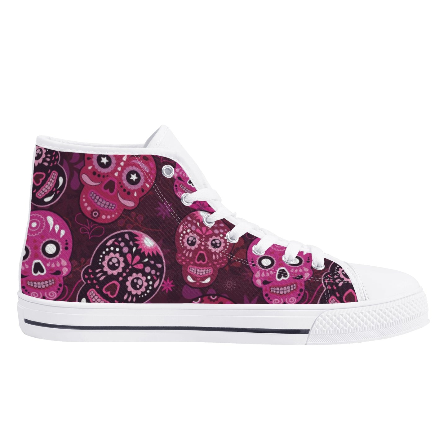 Sugar skull day of the dead pattern Women's High Top Canvas Shoes