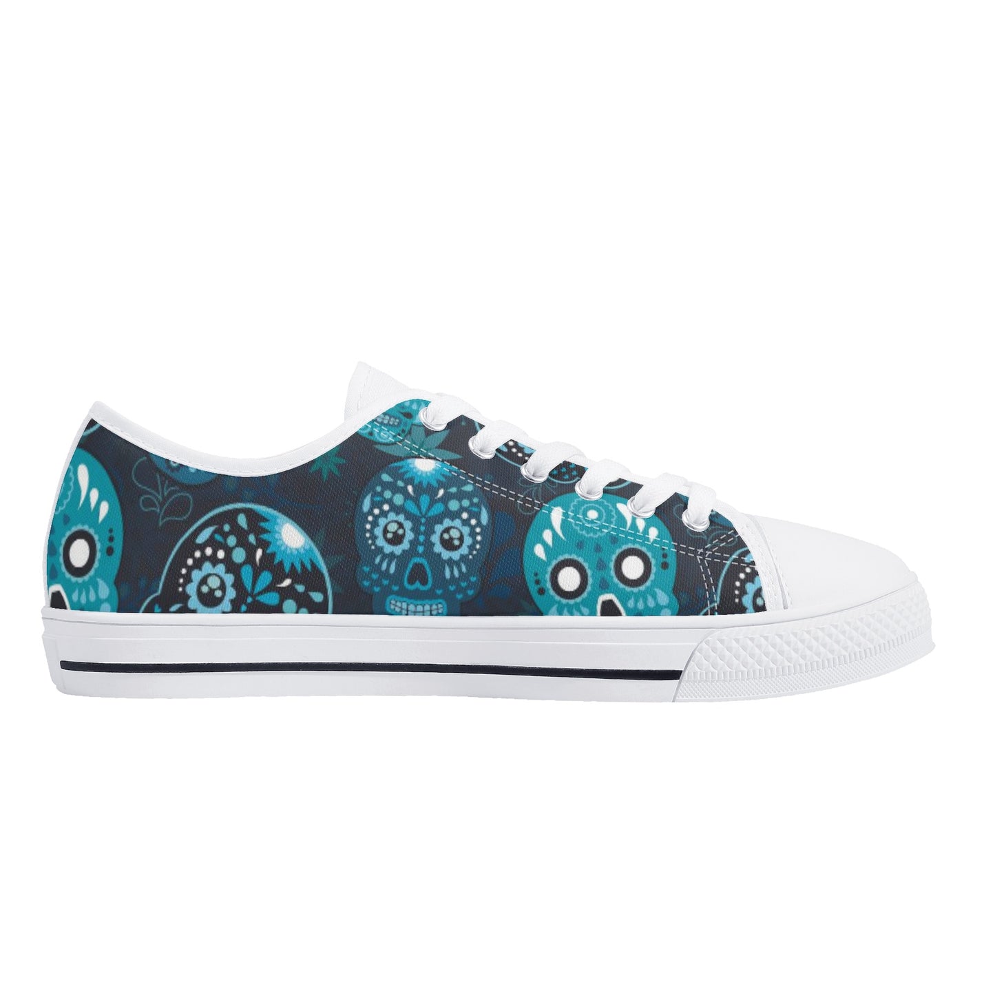 Sugar skull day of the dead pattern Women's Low Top Canvas Shoes