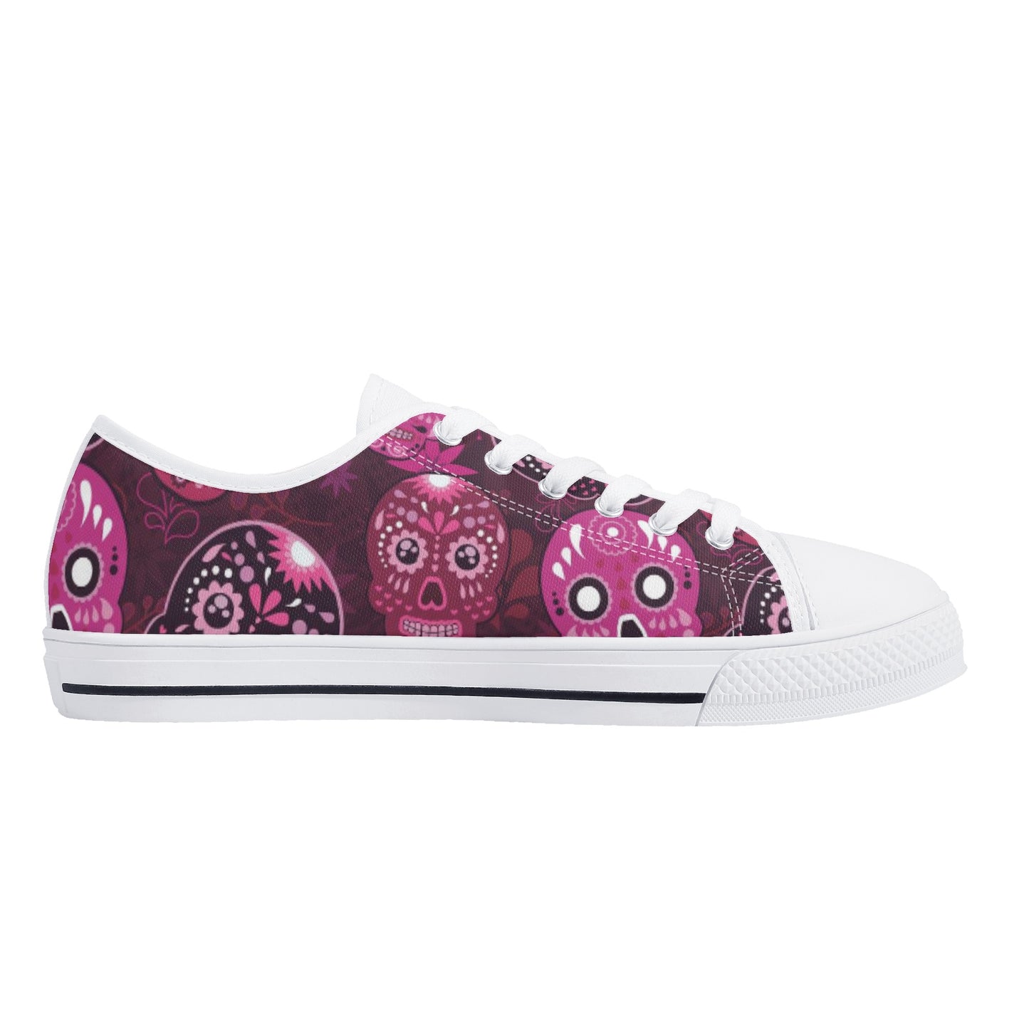 Sugar skull day of the dead pattern Women's Low Top Canvas Shoes