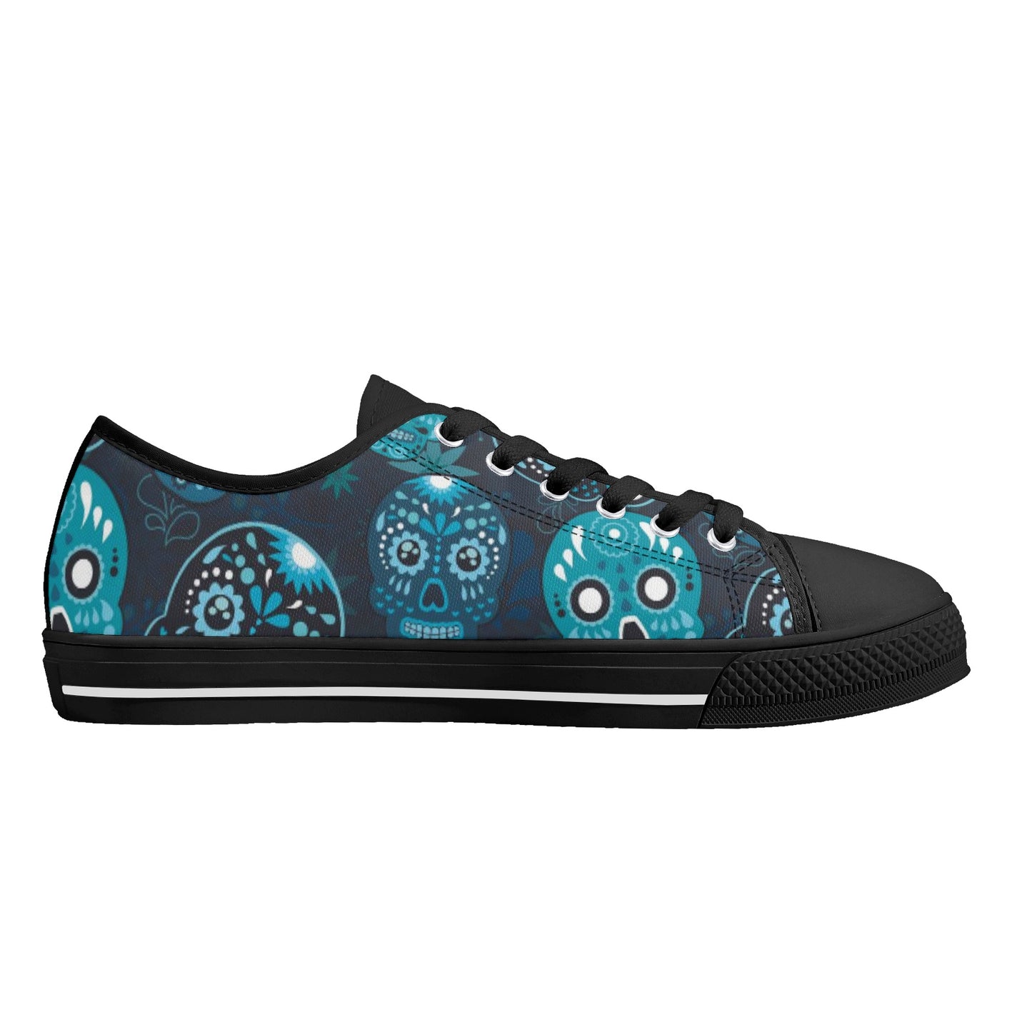 Sugar skull day of the dead pattern Women's Low Top Canvas Shoes