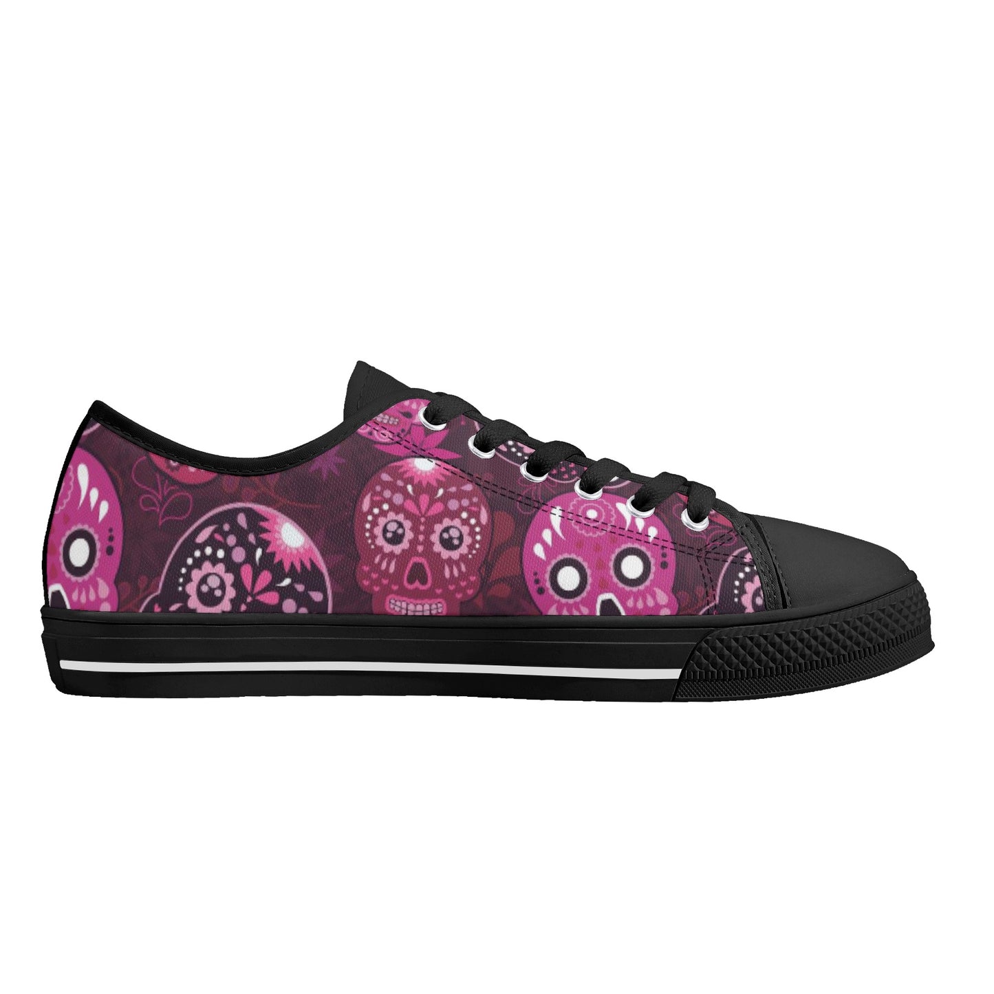 Sugar skull day of the dead pattern Women's Low Top Canvas Shoes