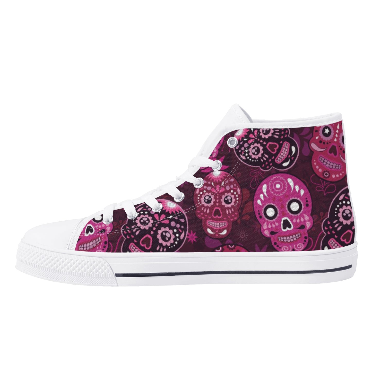 Sugar skull day of the dead pattern Women's High Top Canvas Shoes