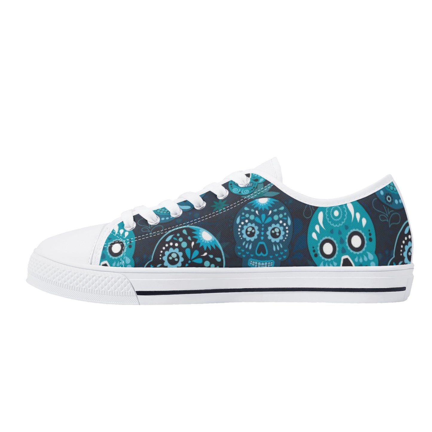 Sugar skull day of the dead pattern Women's Low Top Canvas Shoes