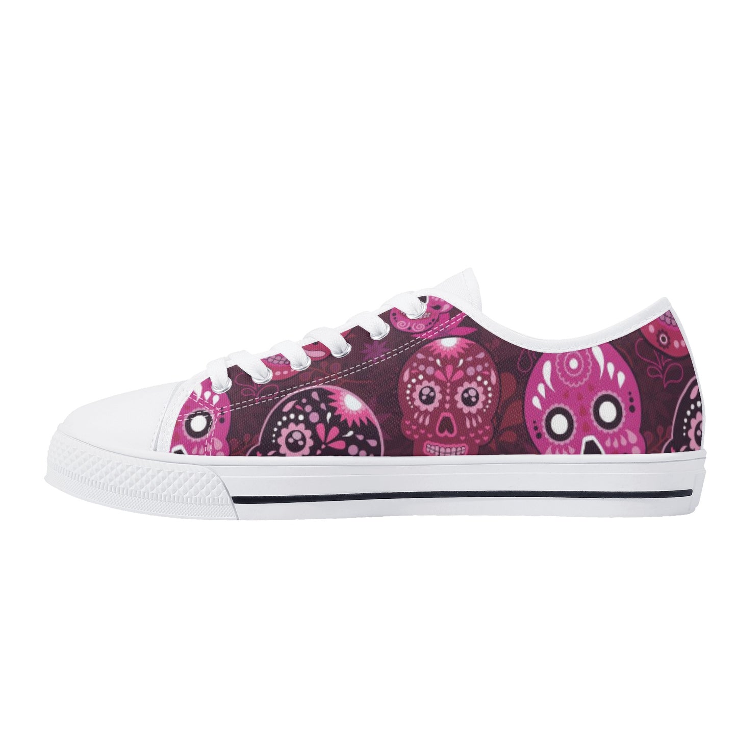 Sugar skull day of the dead pattern Women's Low Top Canvas Shoes