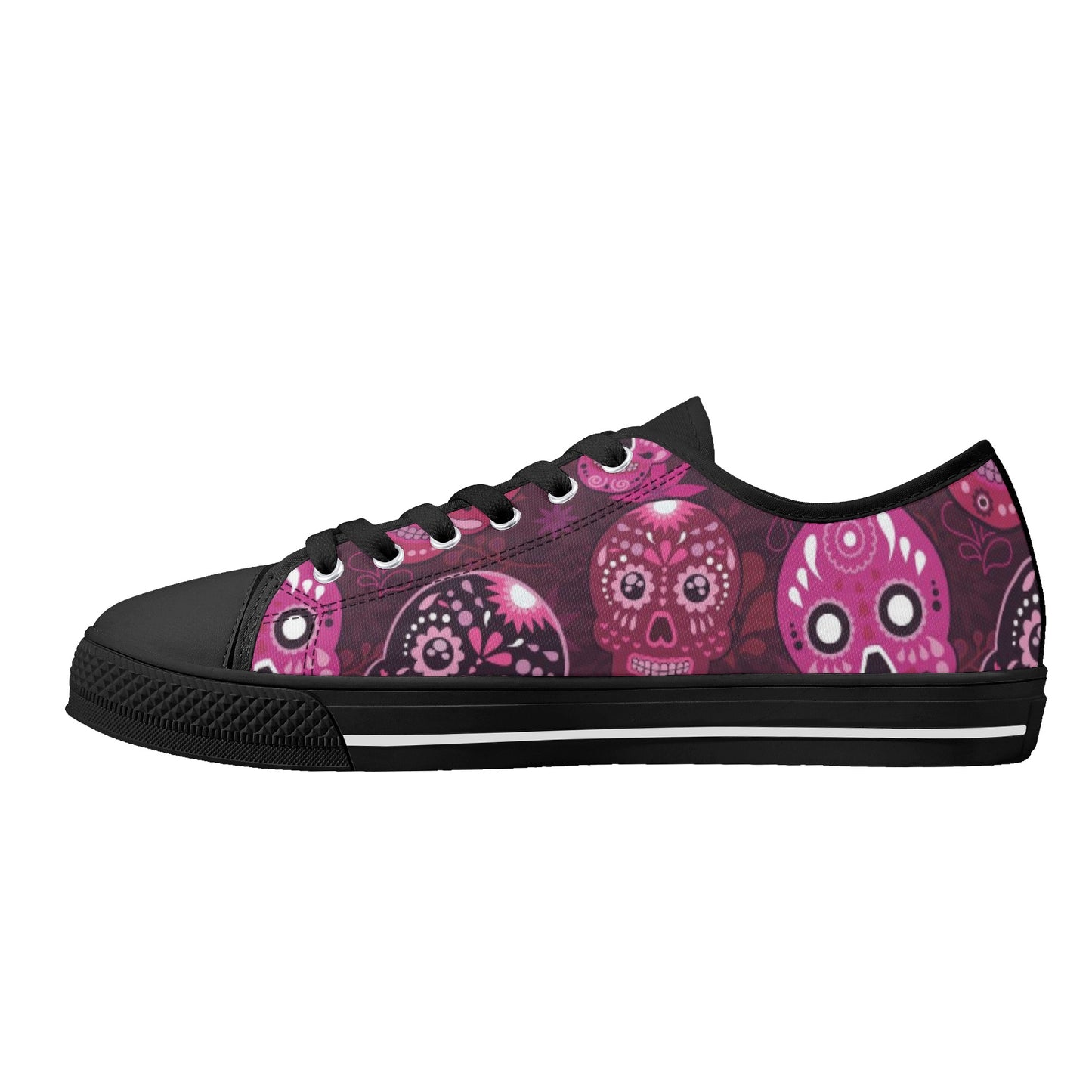 Sugar skull day of the dead pattern Women's Low Top Canvas Shoes