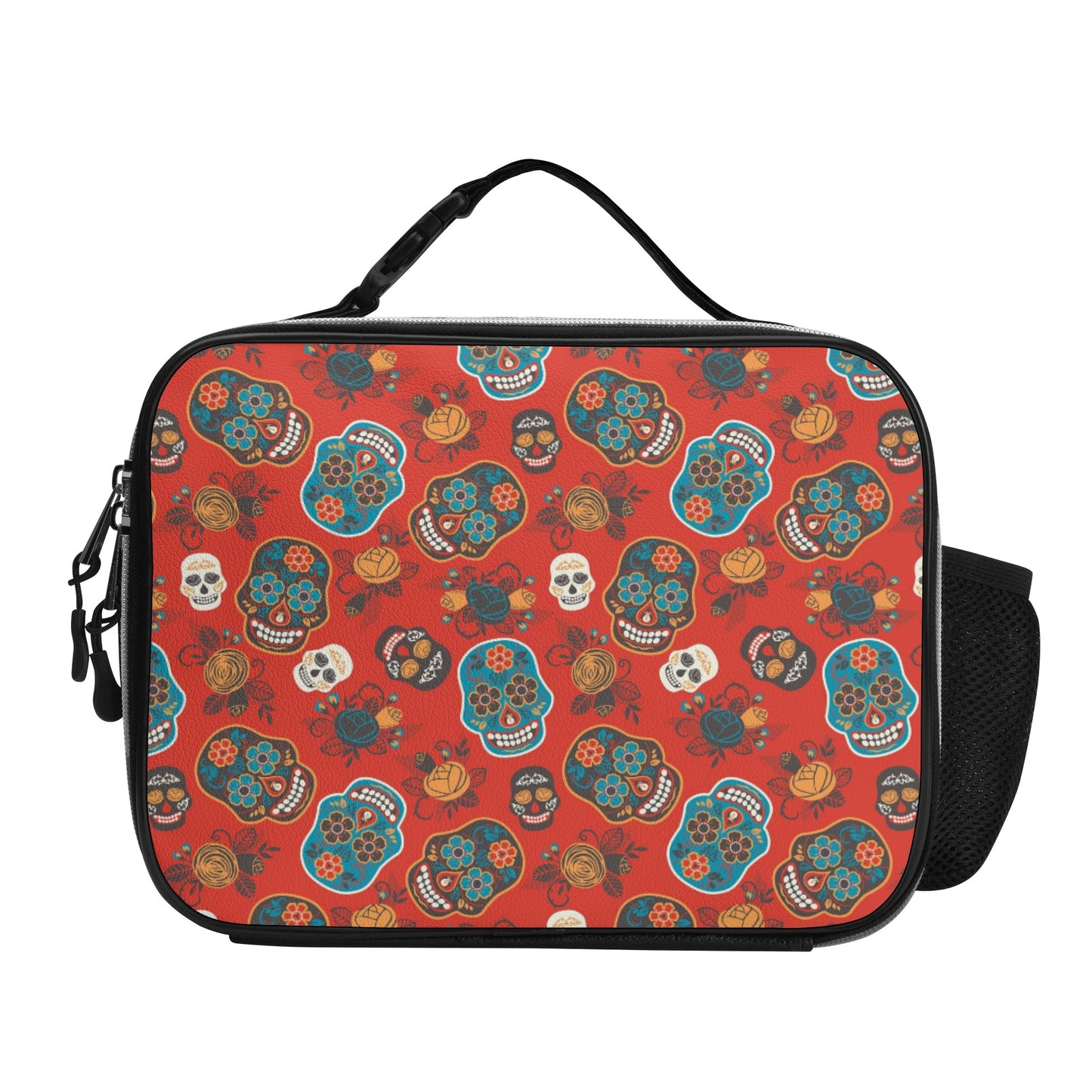 Sugar skull day of the dead gothic Halloweeen Detachable Leather Lunch Bag