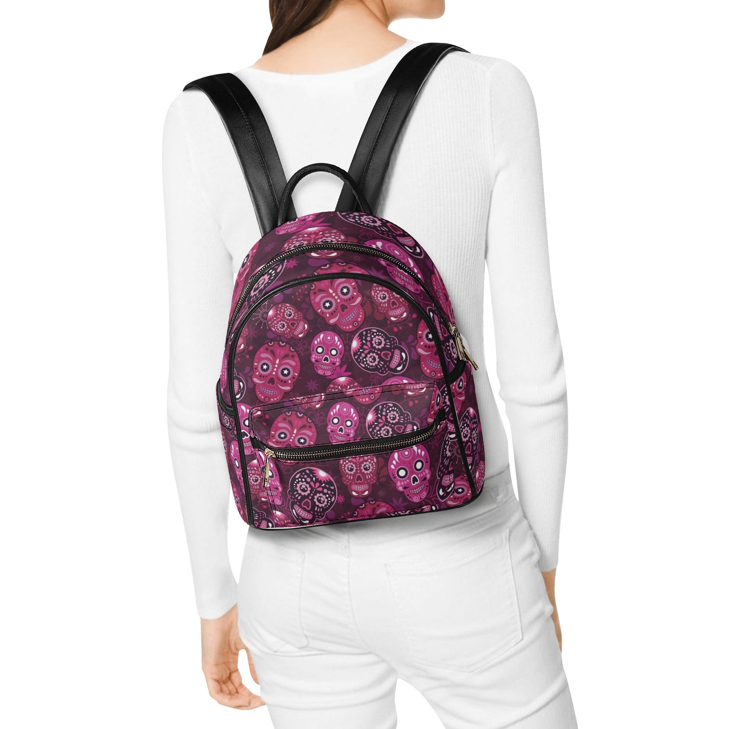 Day of the dead sugar skull Women's Casual PU Backpack
