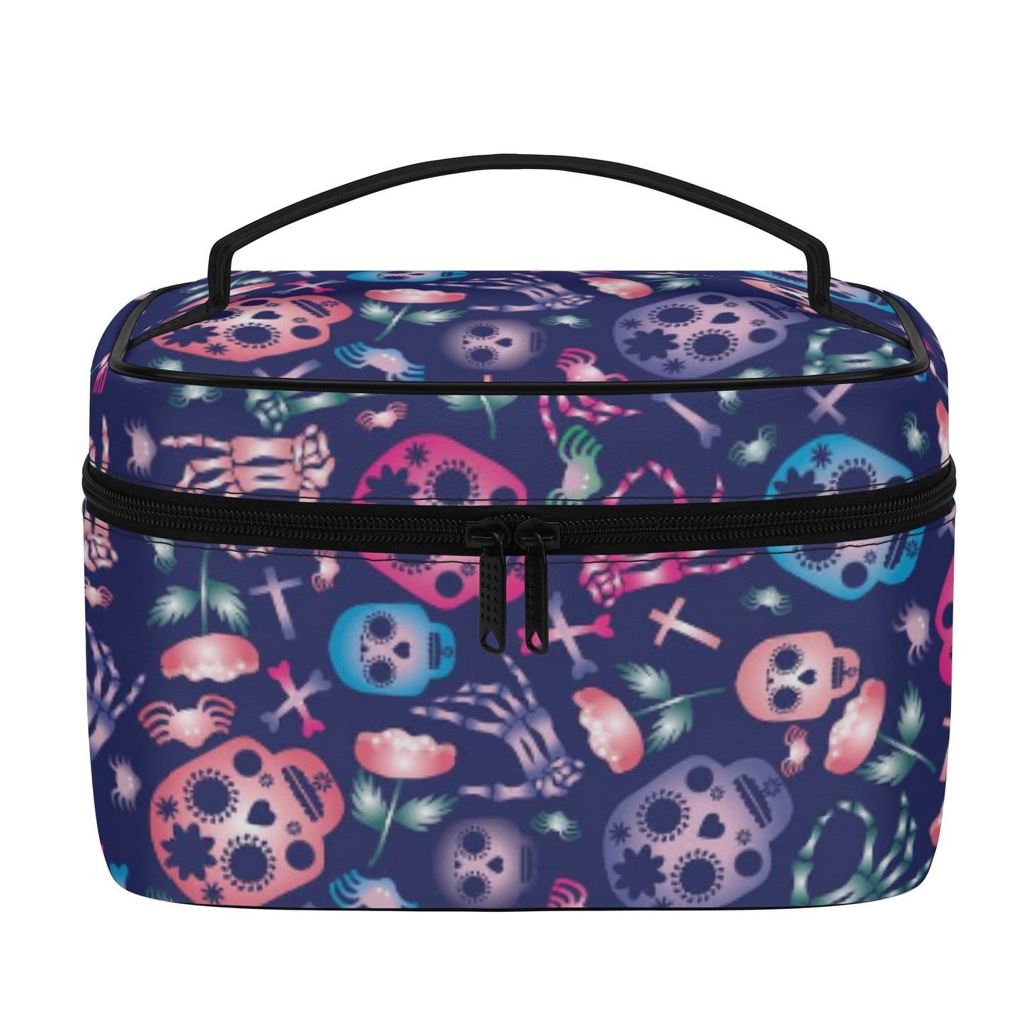 Day of the dead sugar skull All Over Printing Leather Cosmetic Bag