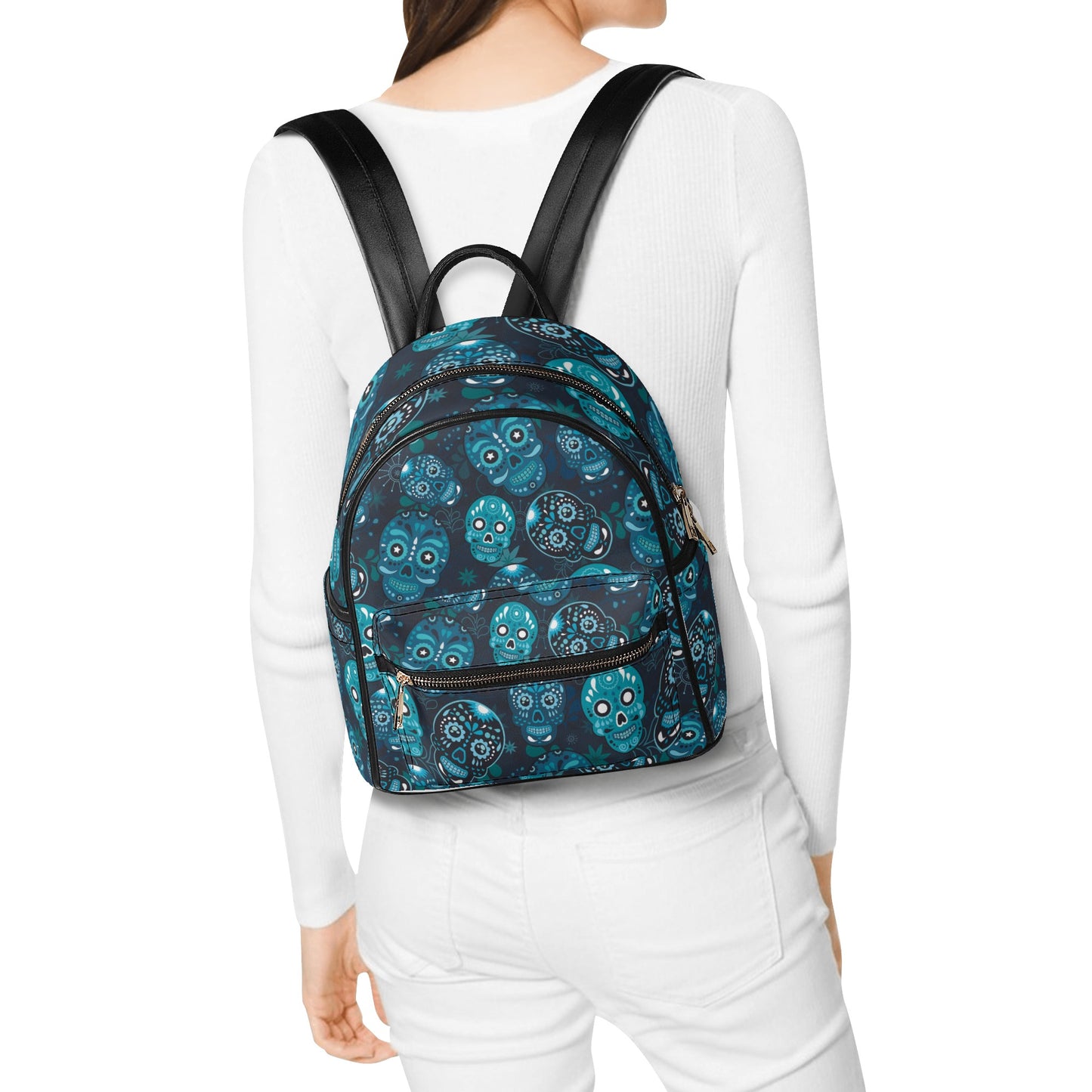 Day of the dead sugar skull Women's Casual PU Backpack