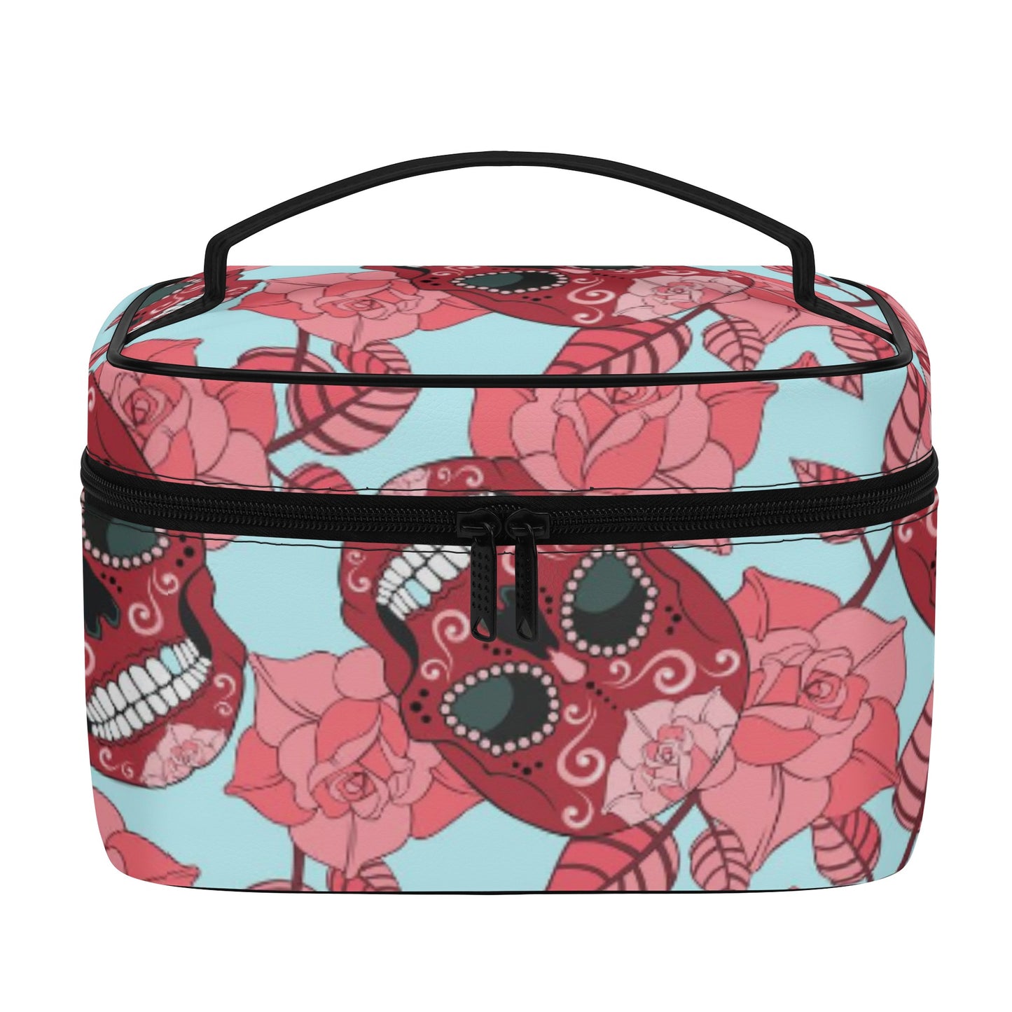 Day of the dead sugar skull All Over Printing Leather Cosmetic Bag