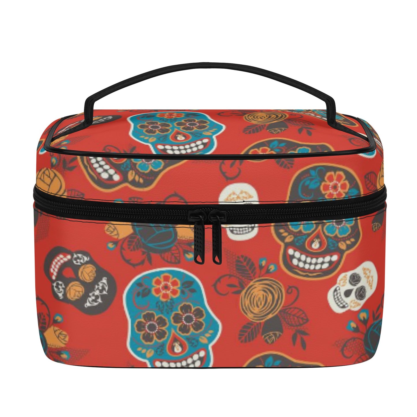 Day of the dead sugar skull All Over Printing Leather Cosmetic Bag