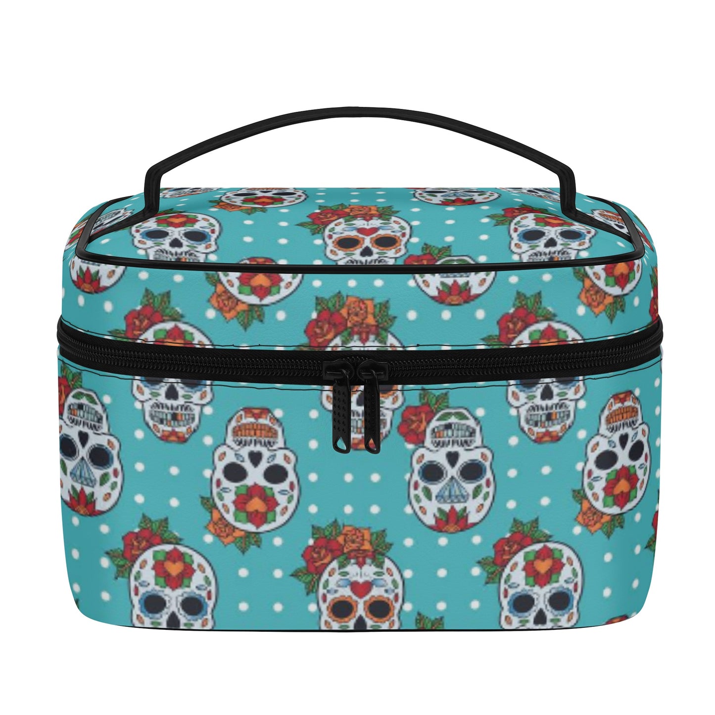 Day of the dead sugar skull All Over Printing Leather Cosmetic Bag