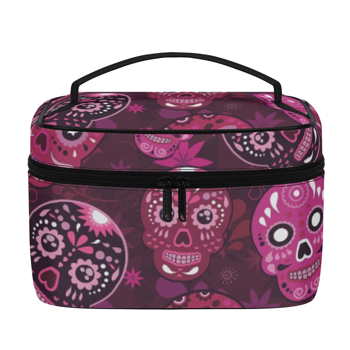 Day of the dead sugar skull All Over Printing Leather Cosmetic Bag