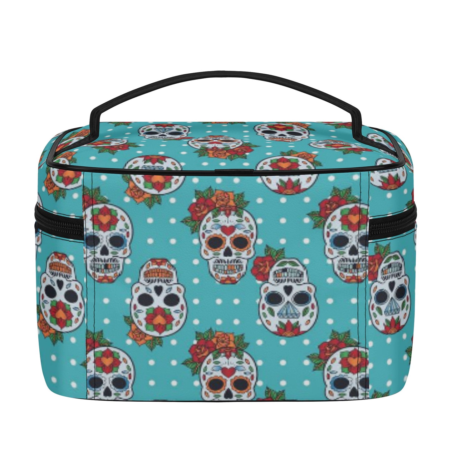 Day of the dead sugar skull All Over Printing Leather Cosmetic Bag