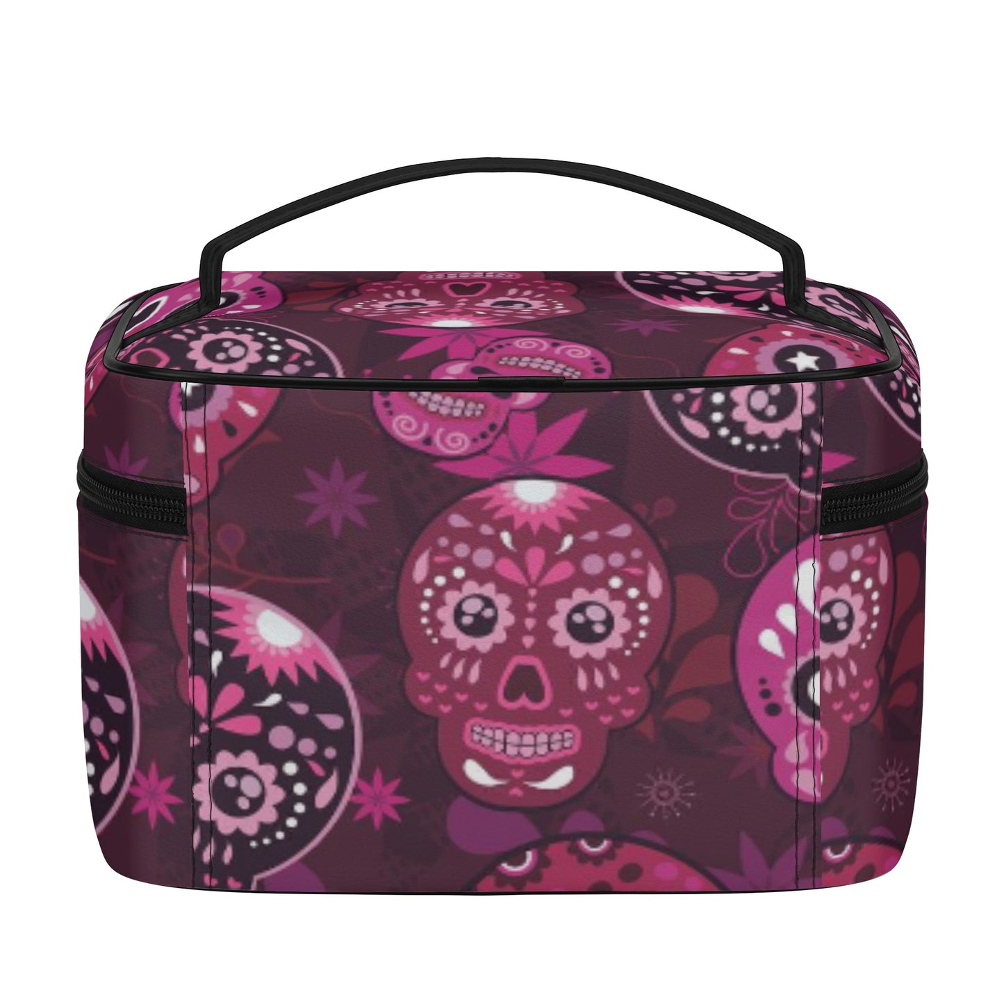 Day of the dead sugar skull All Over Printing Leather Cosmetic Bag