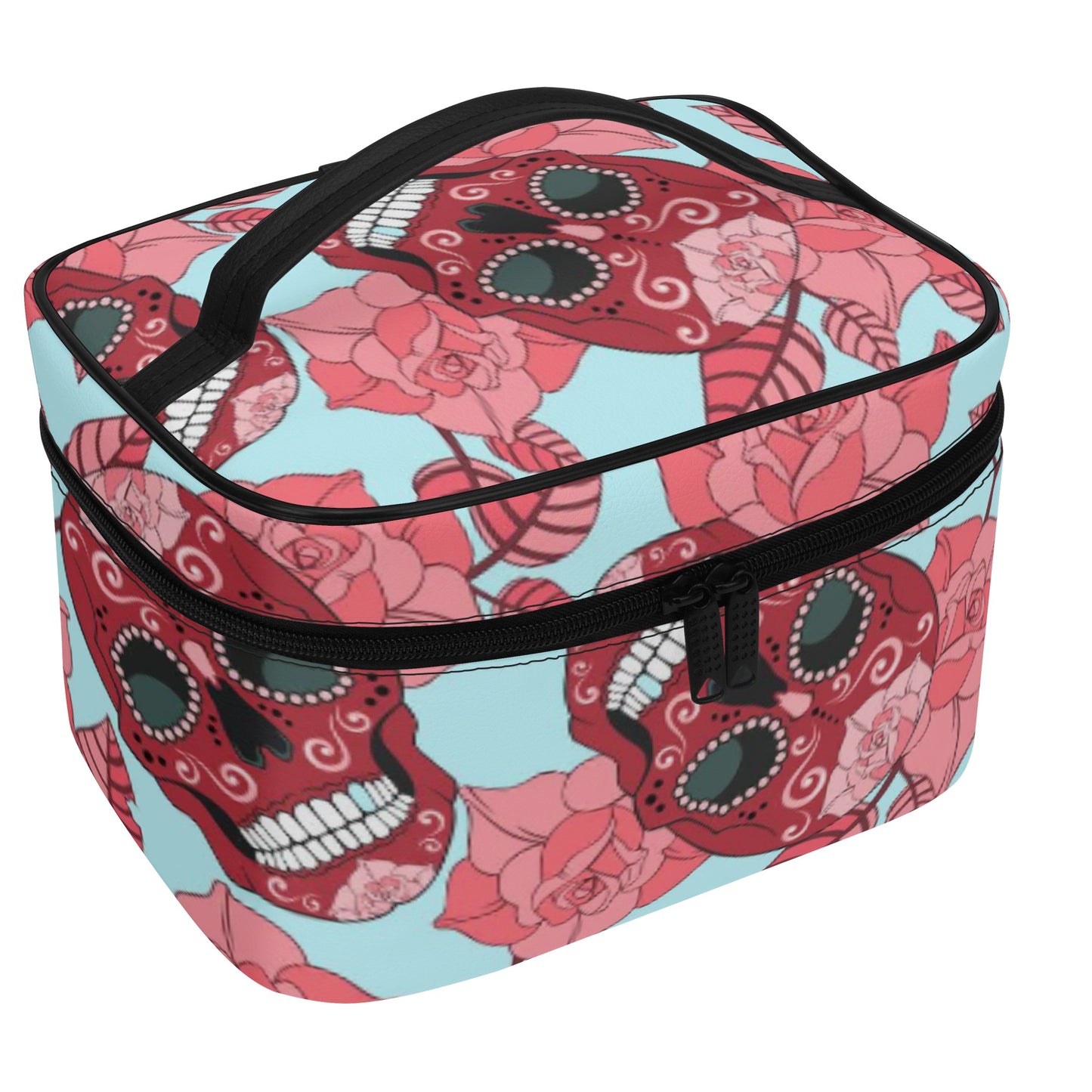 Day of the dead sugar skull All Over Printing Leather Cosmetic Bag