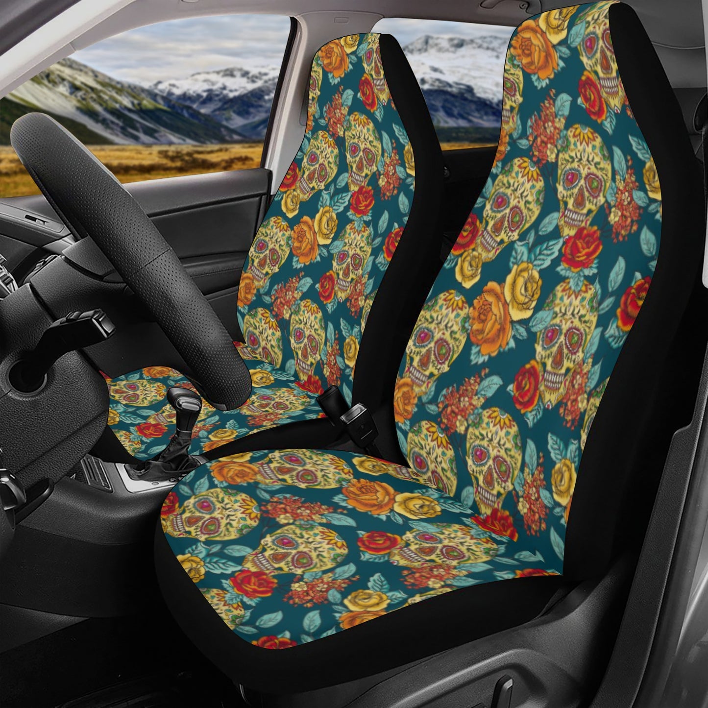 Sugar skull Day of the dead Mexican skull Car Seat Cover Set