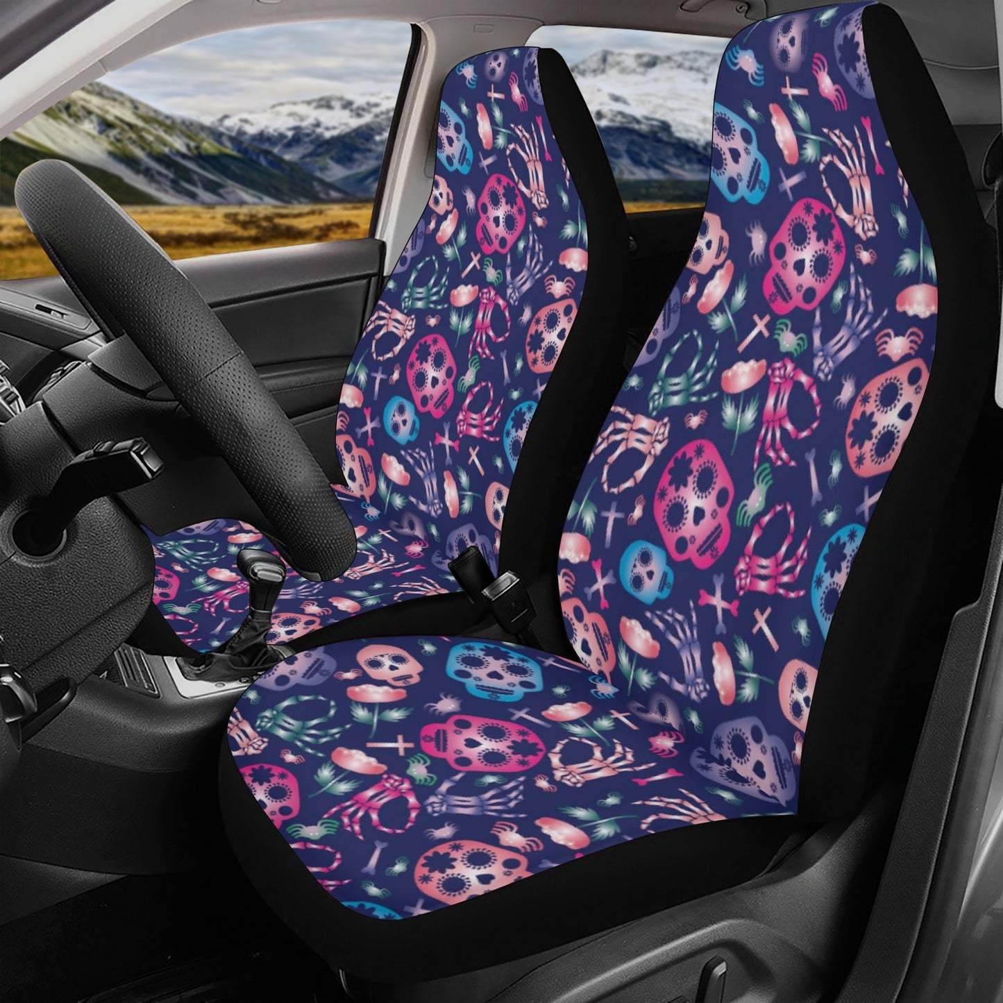 Day of the dead sugar skull Halloween Car Seat Cover Set