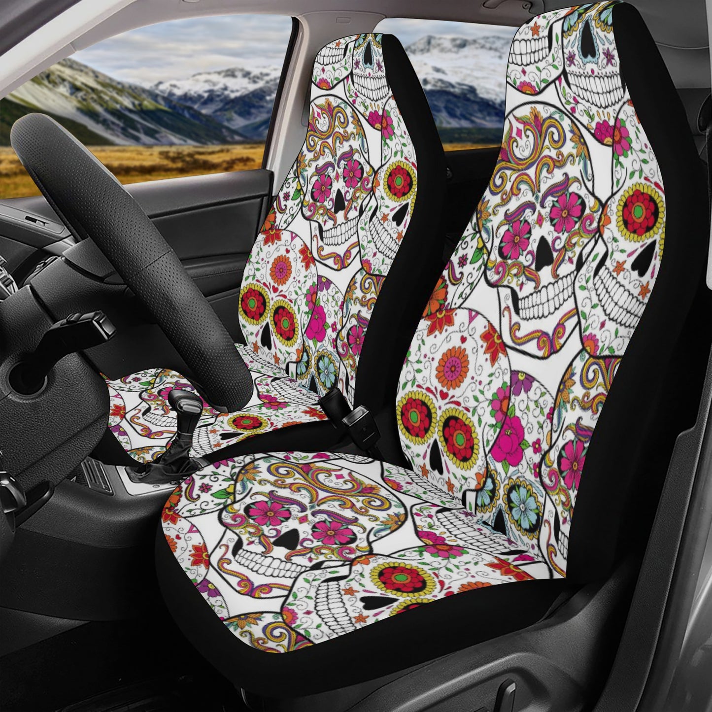 Day of the dead sugar skull Halloween Car Seat Cover Set