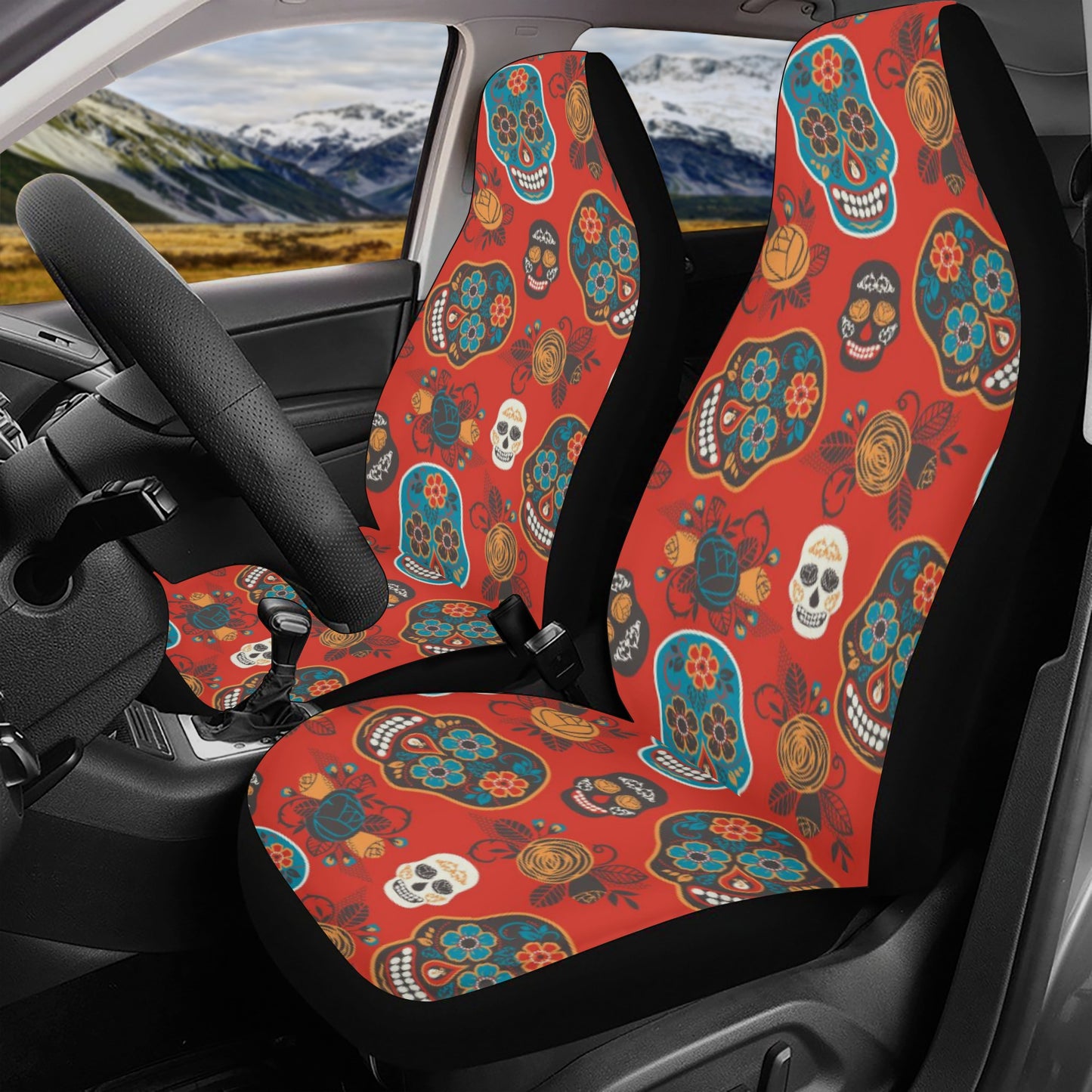 Day of the dead sugar skull Halloween Car Seat Cover Set