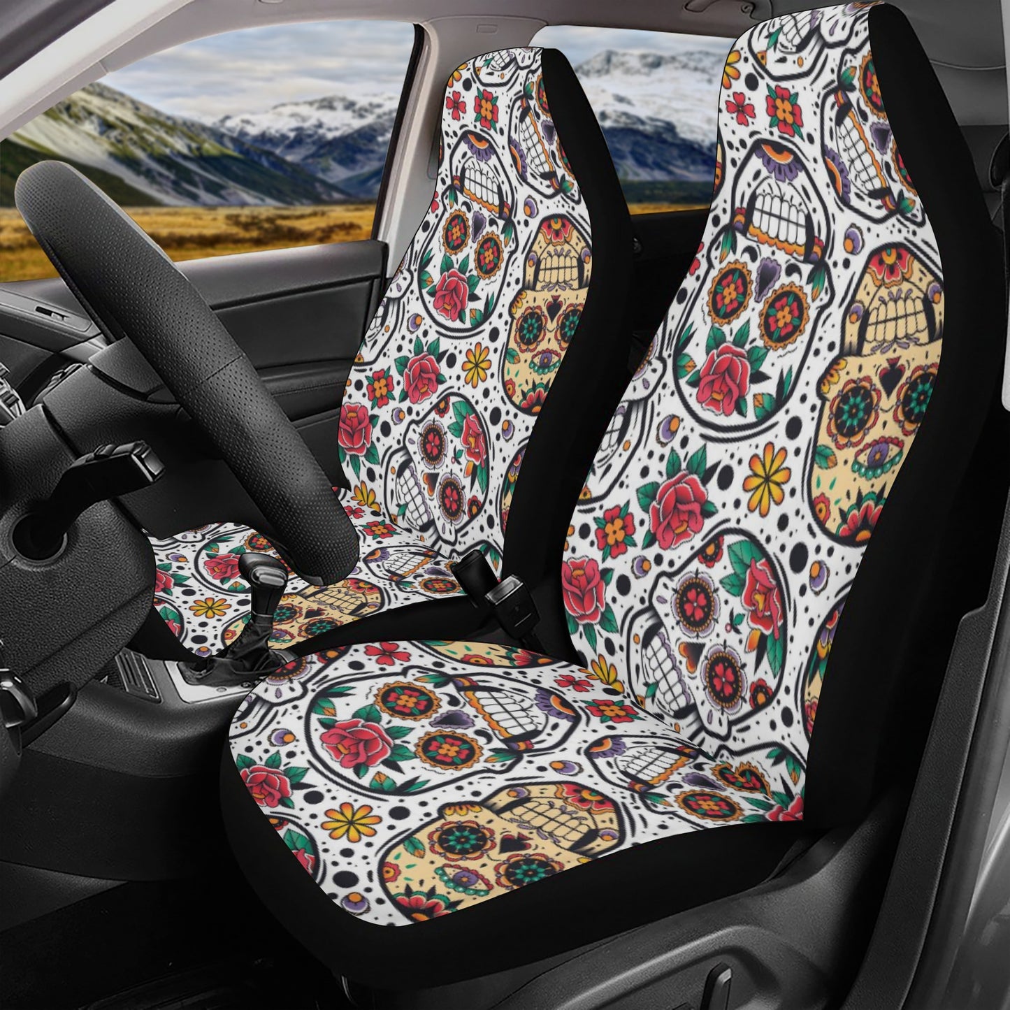 Sugar skull Day of the dead Mexican skull Car Seat Cover Set