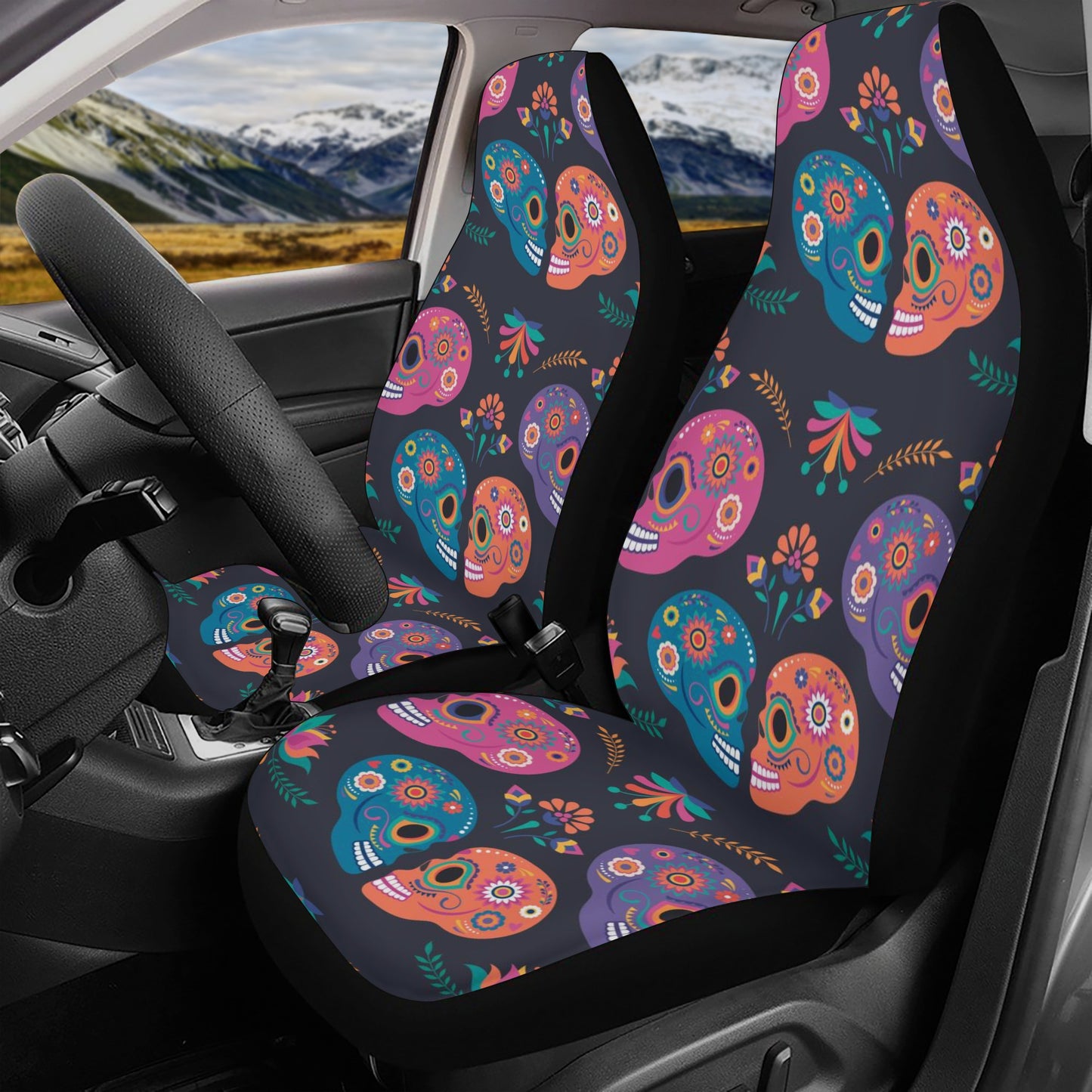 Sugar skull Day of the dead Mexican skull Car Seat Cover Set