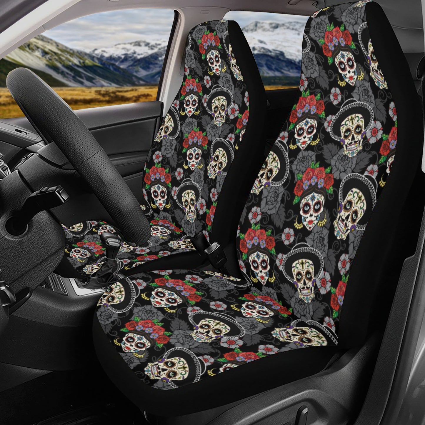 Sugar skull Day of the dead Mexican skull Car Seat Cover Set