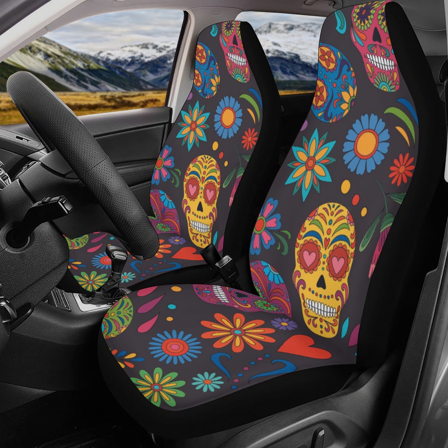 Sugar skull Day of the dead Mexican skull Car Seat Cover Set