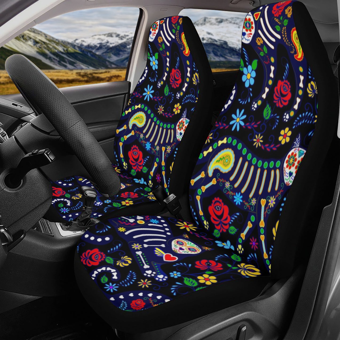 Sugar skull Day of the dead Mexican skull Car Seat Cover Set