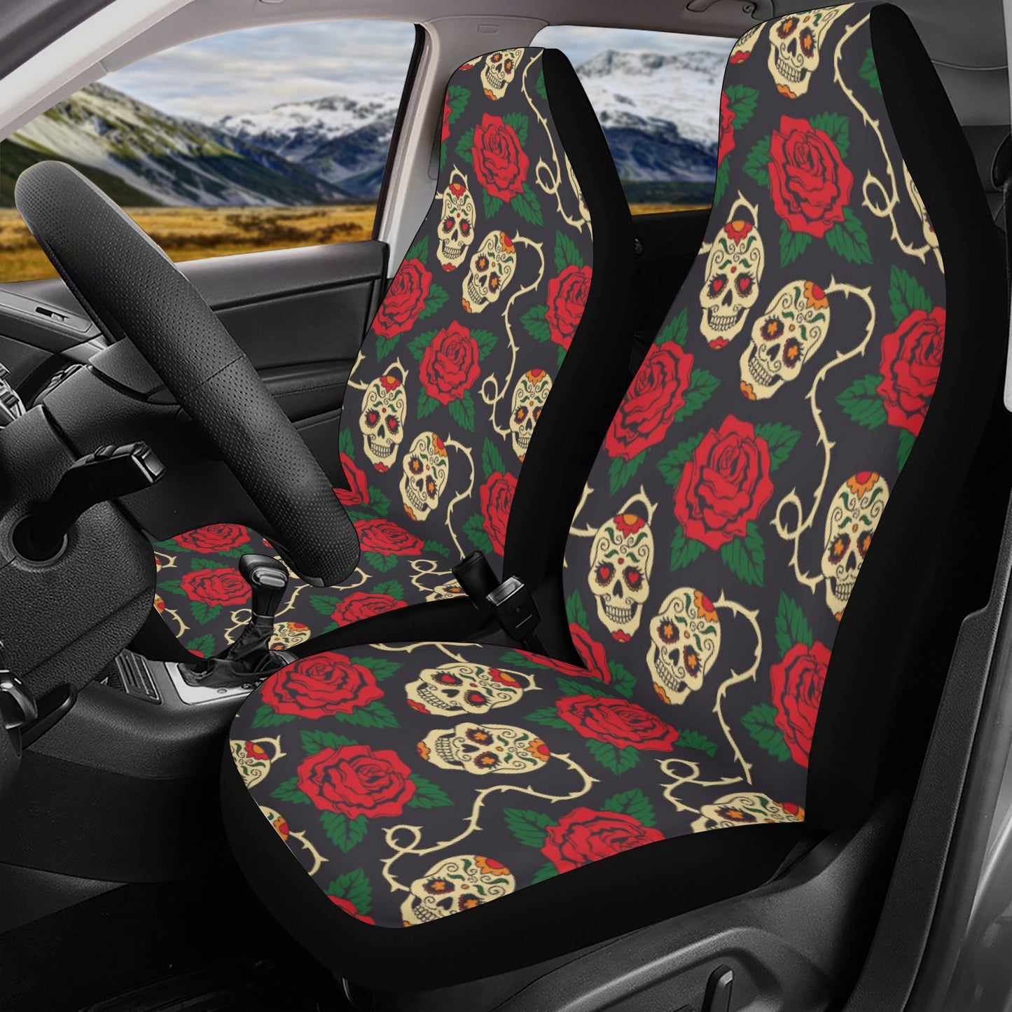 Sugar skull Day of the dead Mexican skull Car Seat Cover Set