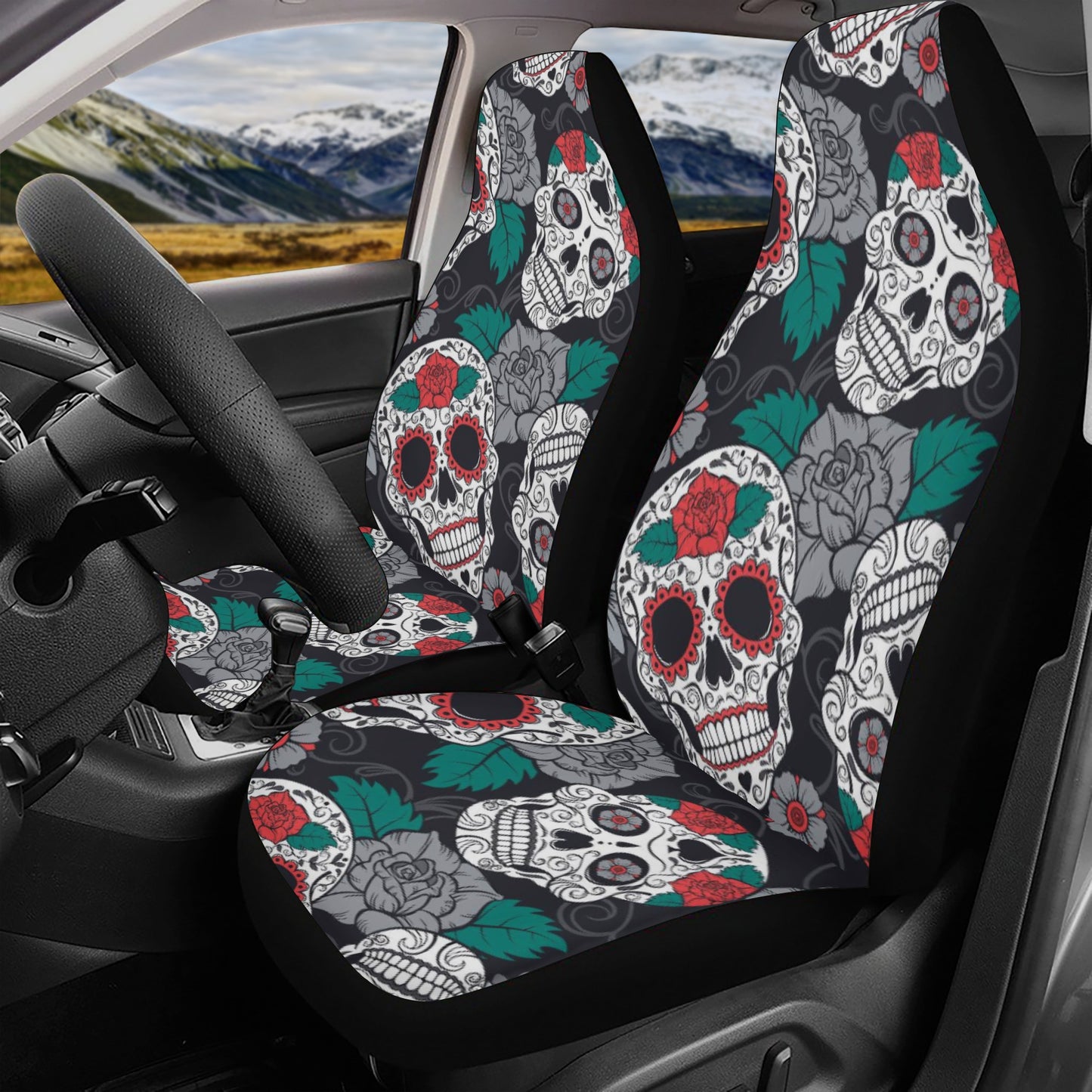 Sugar skull Day of the dead Mexican skull Car Seat Cover Set