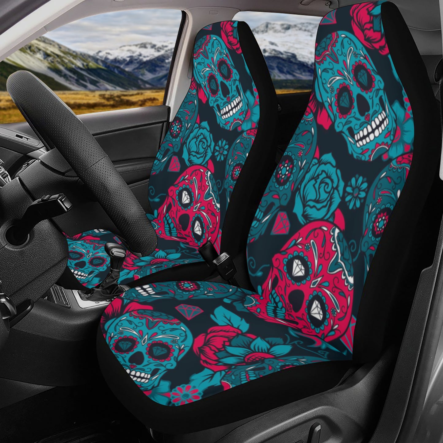 Sugar skull Day of the dead Mexican skull Car Seat Cover Set