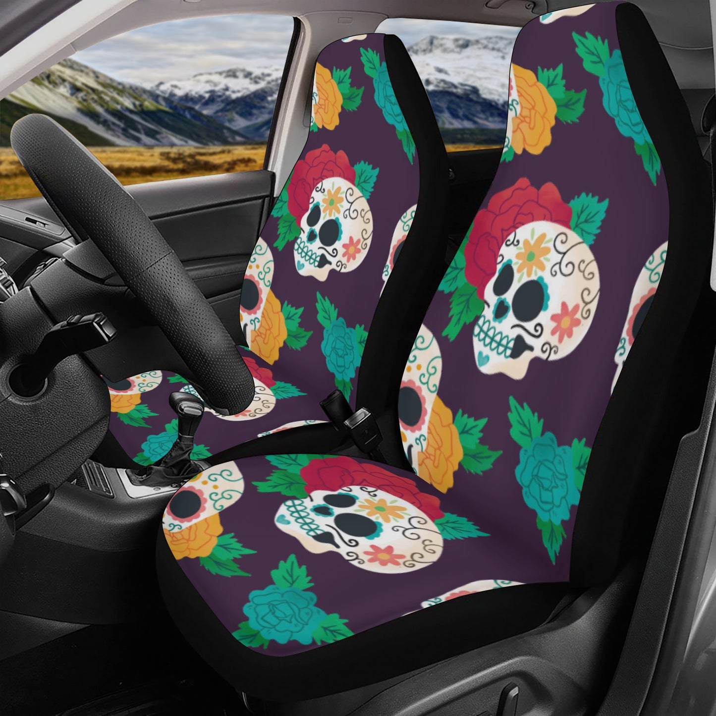 Sugar skull Day of the dead Mexican skull Car Seat Cover Set