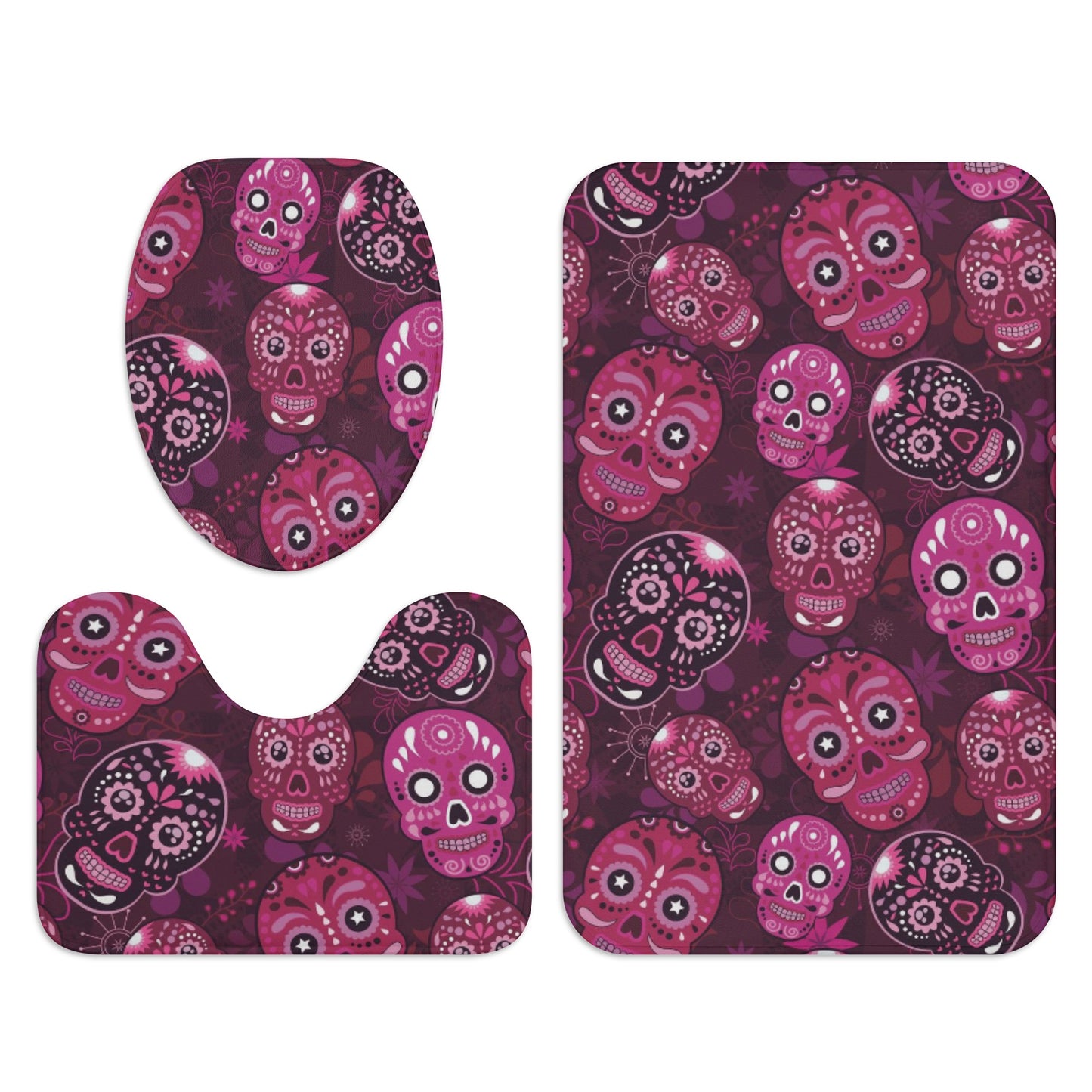 Sugar skull day of the dead bath rugs