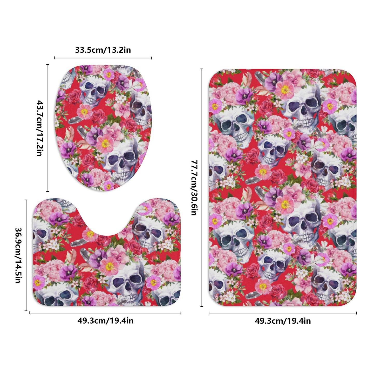 Sugar skull day of the dead bath rugs