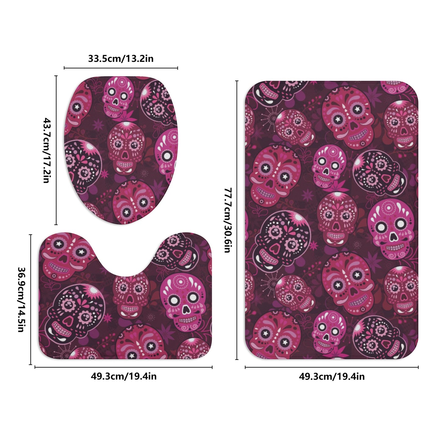 Sugar skull day of the dead bath rugs