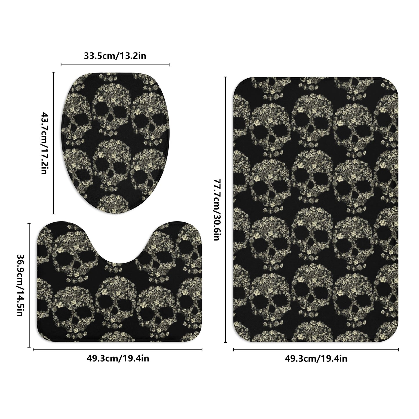 Sugar skull day of the dead bath rugs