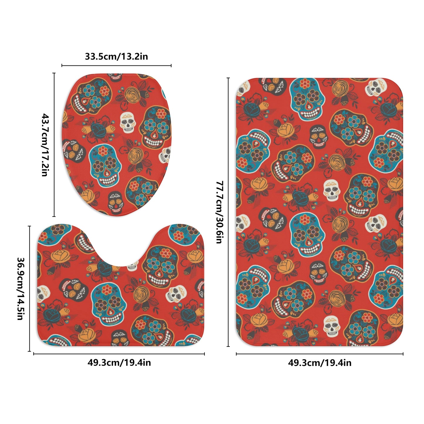 Sugar skull day of the dead bath rugs