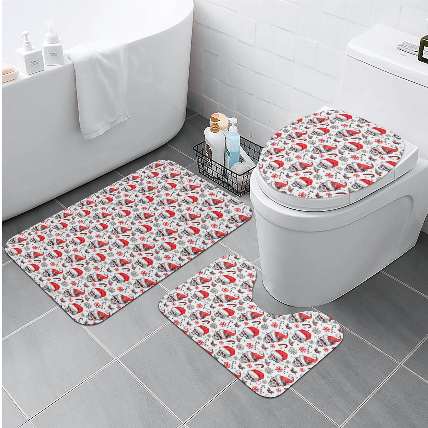 Sugar skull day of the dead bath rugs