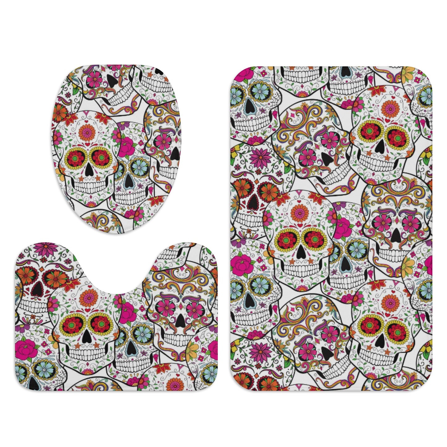 Sugar skull day of the dead bath rugs