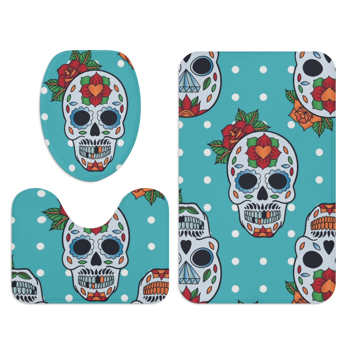 Sugar skull day of the dead bath rugs