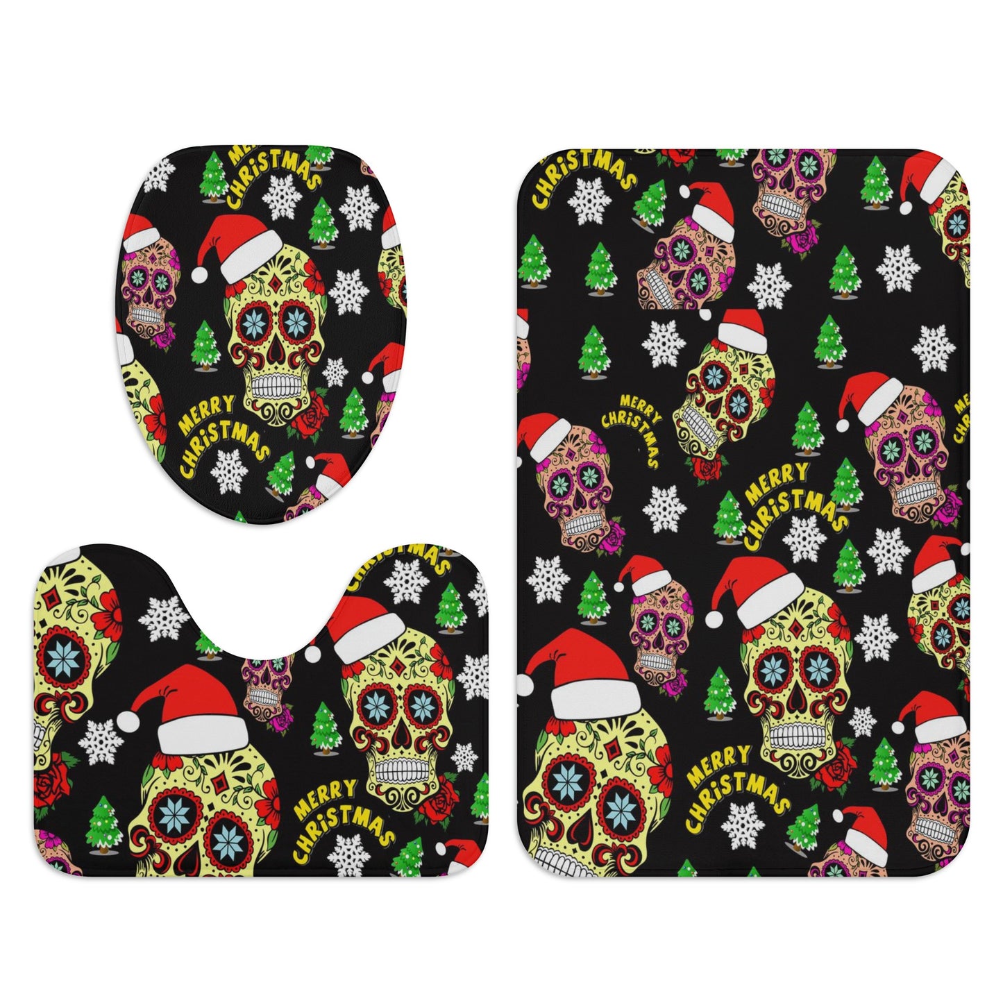 Sugar skull day of the dead bath rugs