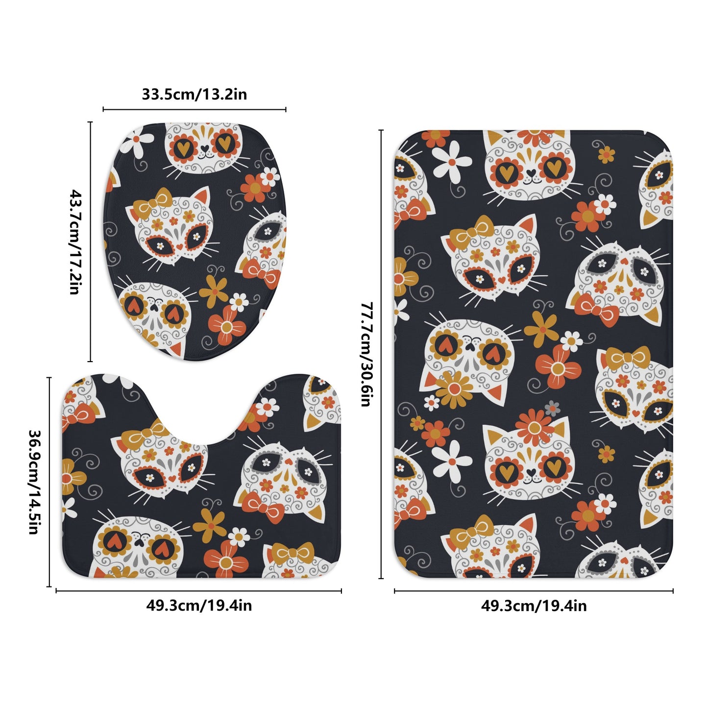 Sugar skull day of the dead bath rugs